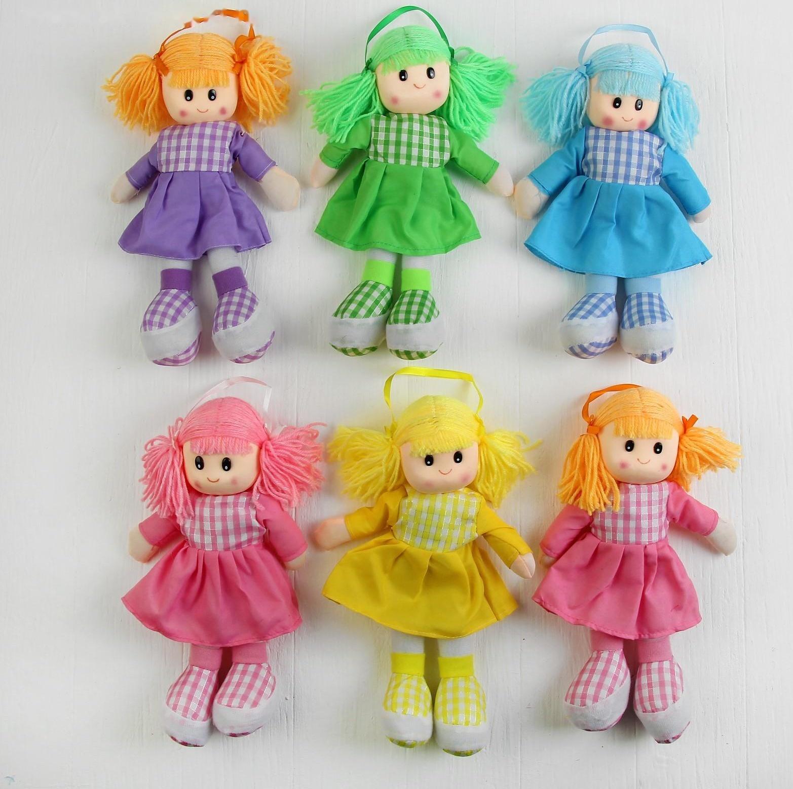 Мягкая игрушка «Кукла», платье в клетку, с воротничком, цвета МИКС