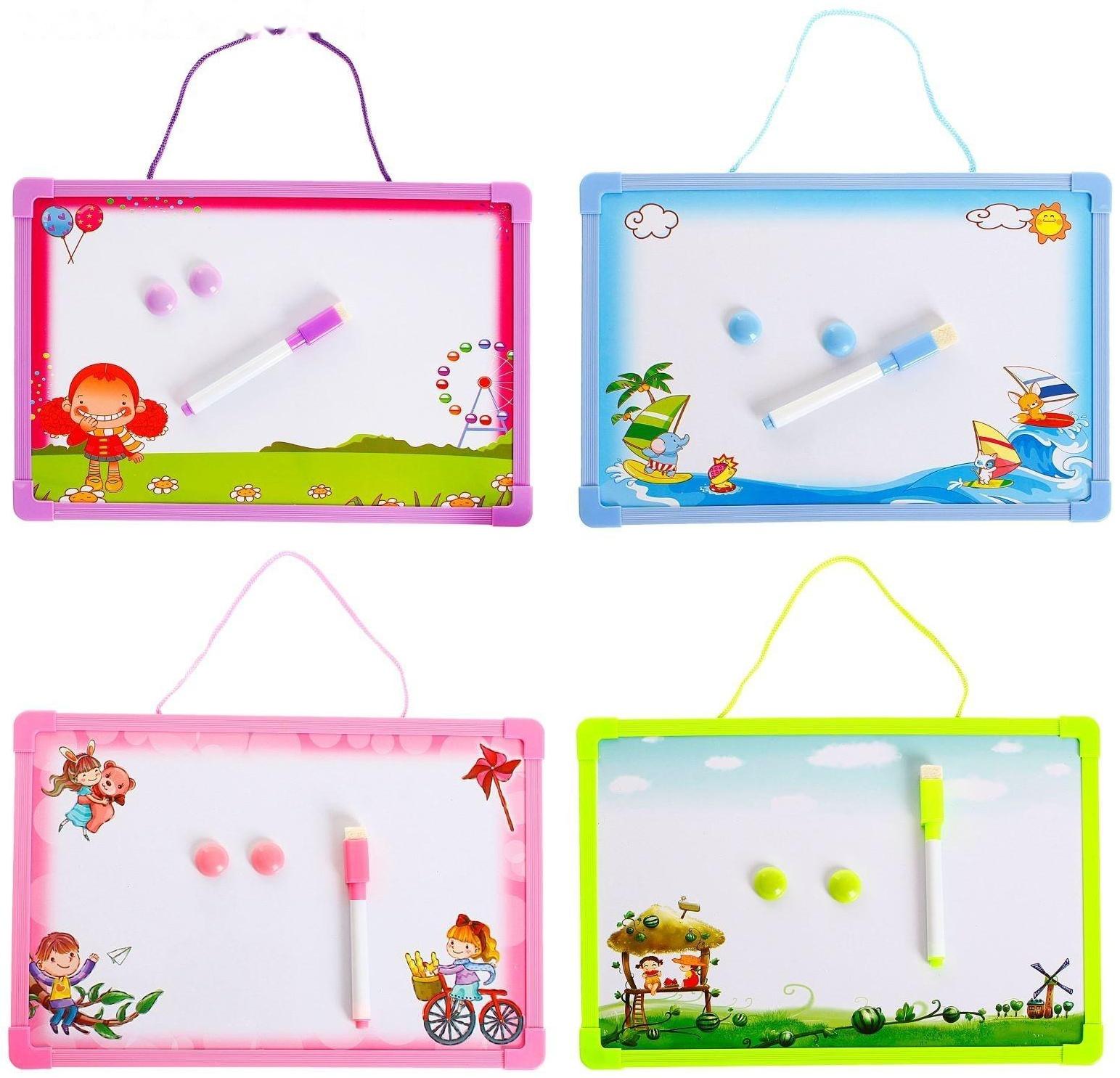 Доска магнитная, маркер и 2 магнита в комплекте, цвета МИКС