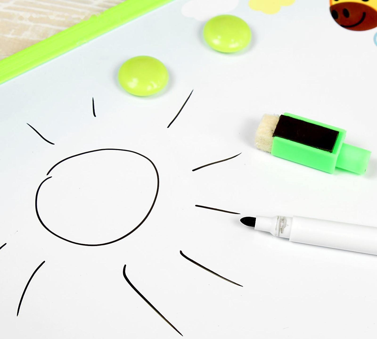 Доска магнитная, маркер и 2 магнита в комплекте, цвета МИКС