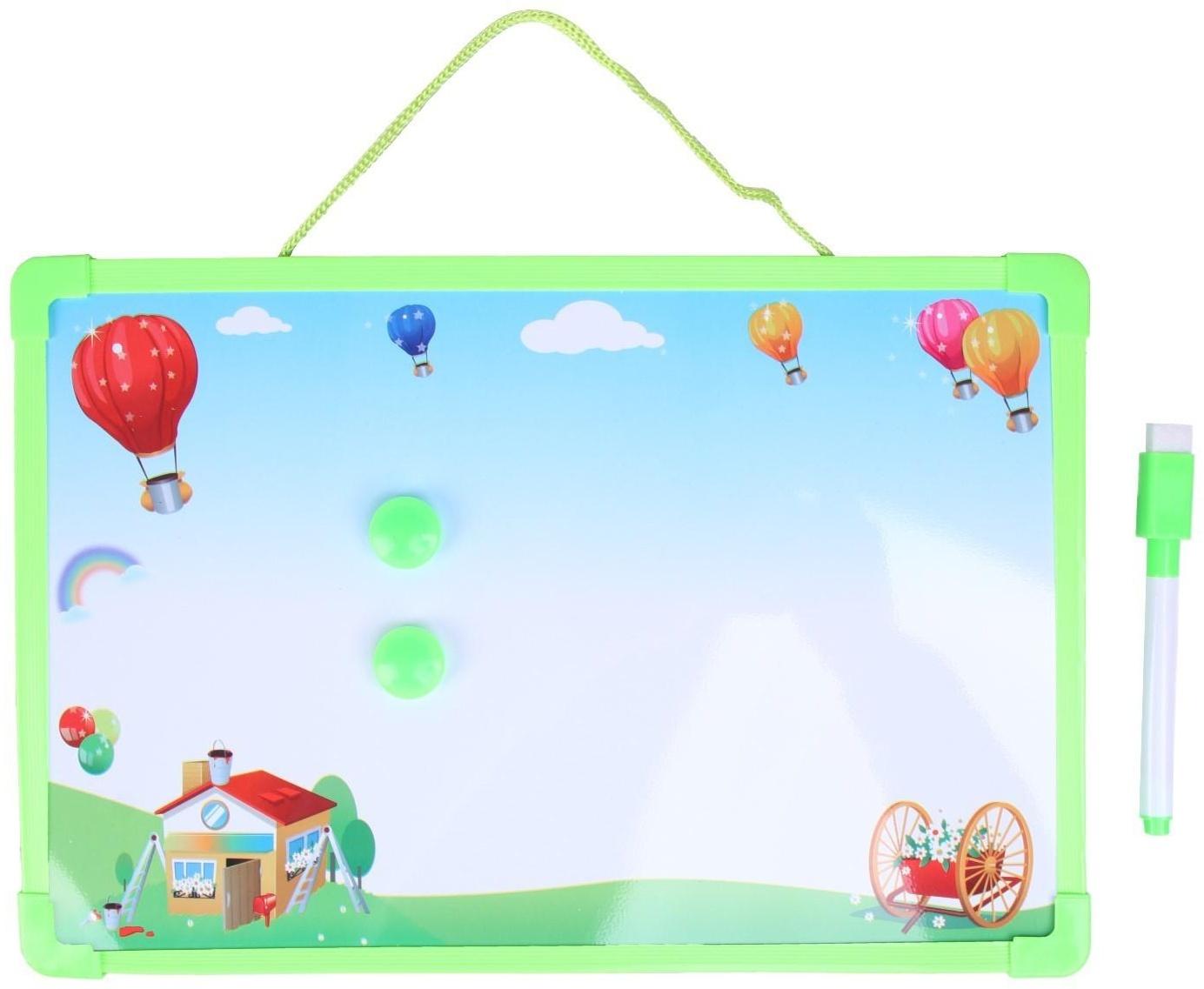 Доска магнитная, маркер и 2 магнита в комплекте, цвета МИКС