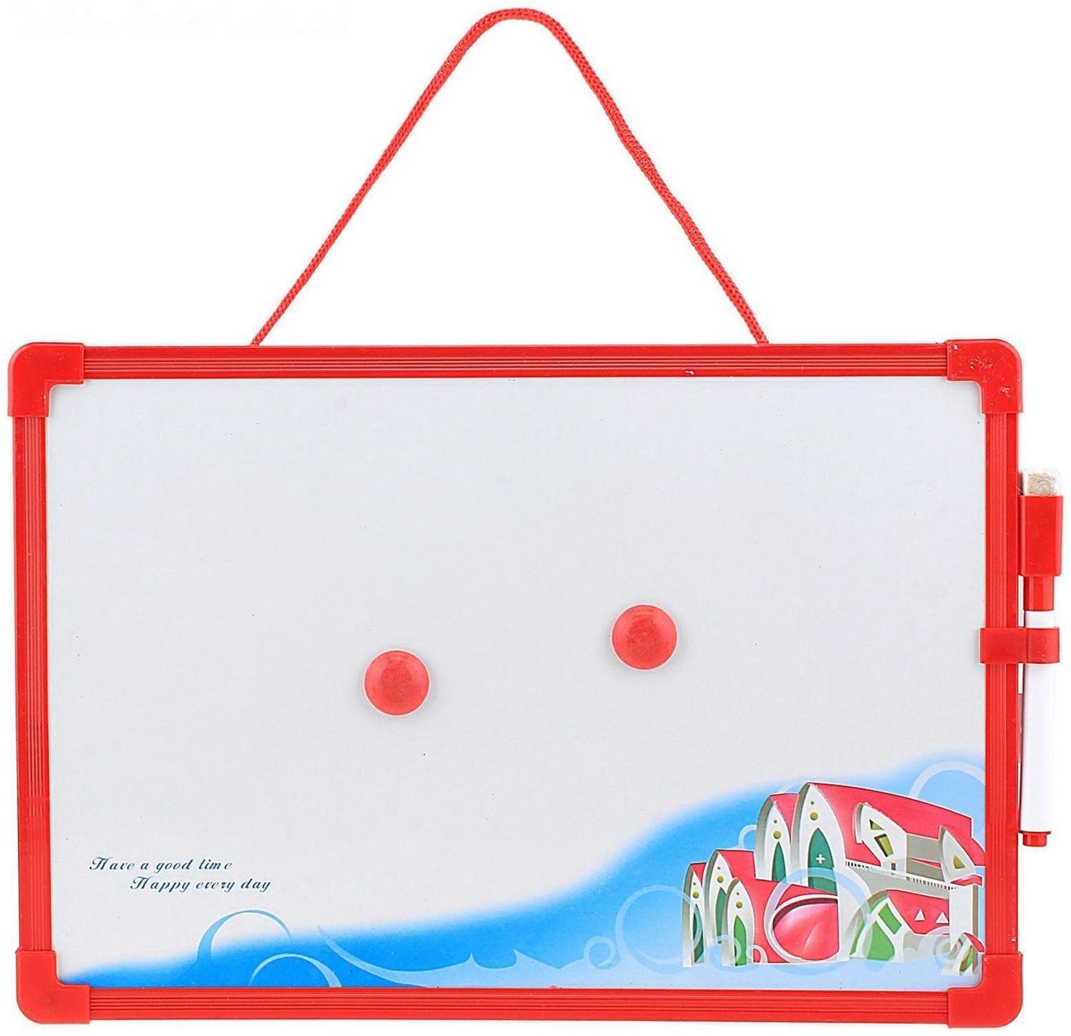 Доска магнитная, маркер и 2 магнита в комплекте, цвета МИКС