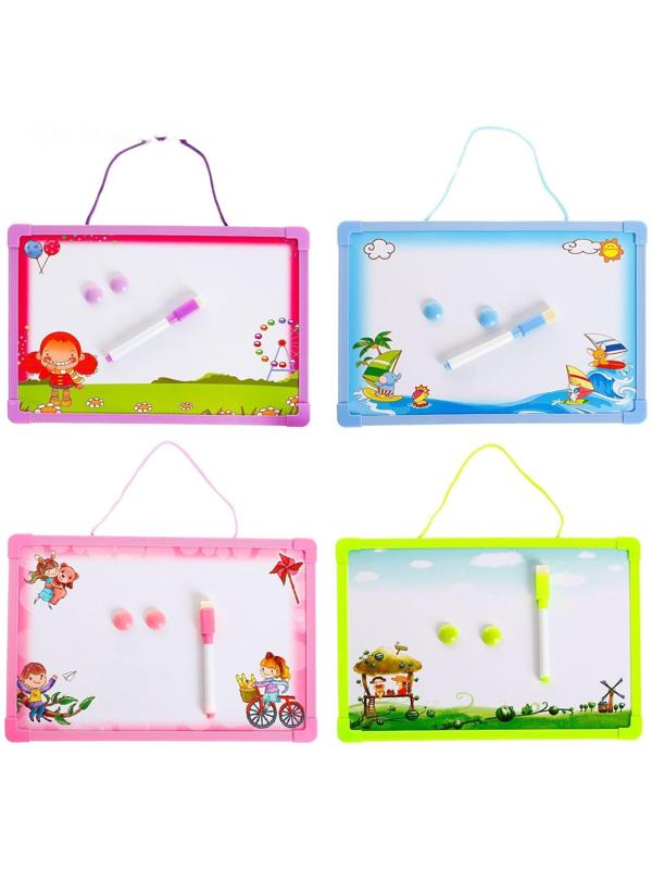 Доска магнитная, маркер и 2 магнита в комплекте, цвета МИКС