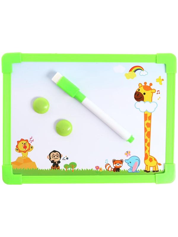 Доска для рисования магнитная с маркером-стиралкой и 2 магнитами, цвета МИКС