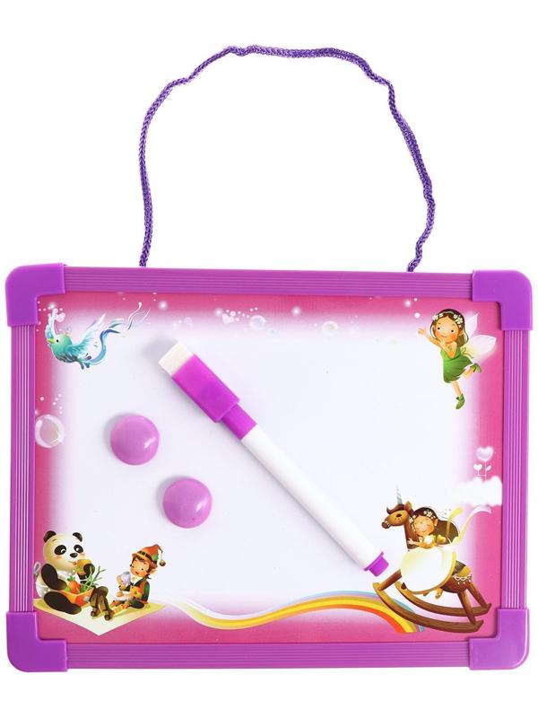 Доска для рисования магнитная с маркером-стиралкой и 2 магнитами, цвета МИКС