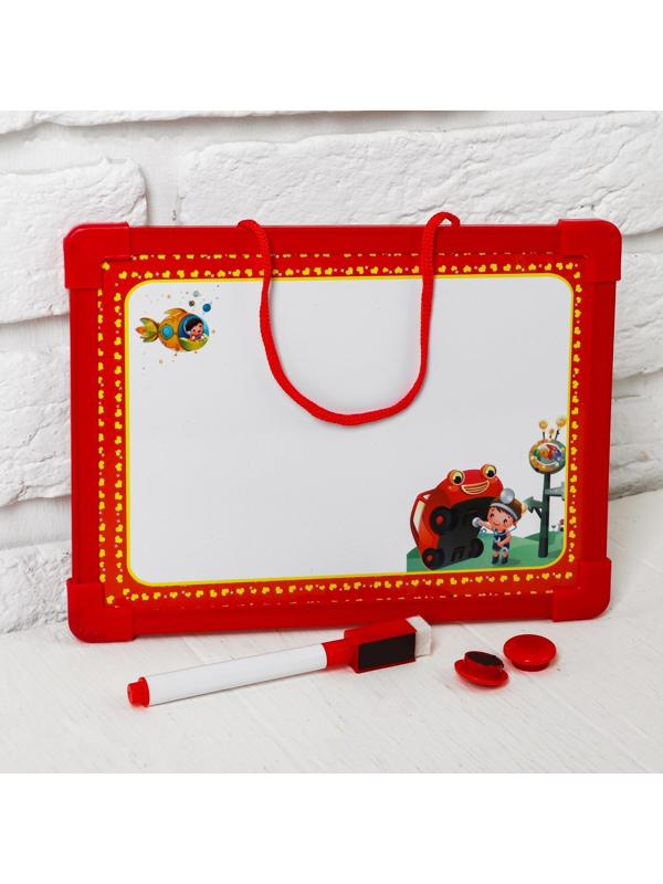 Доска для рисования магнитная с маркером-стиралкой и 2 магнитами, цвета МИКС