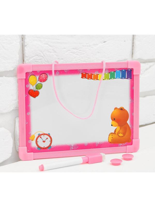 Доска для рисования магнитная с маркером-стиралкой и 2 магнитами, цвета МИКС