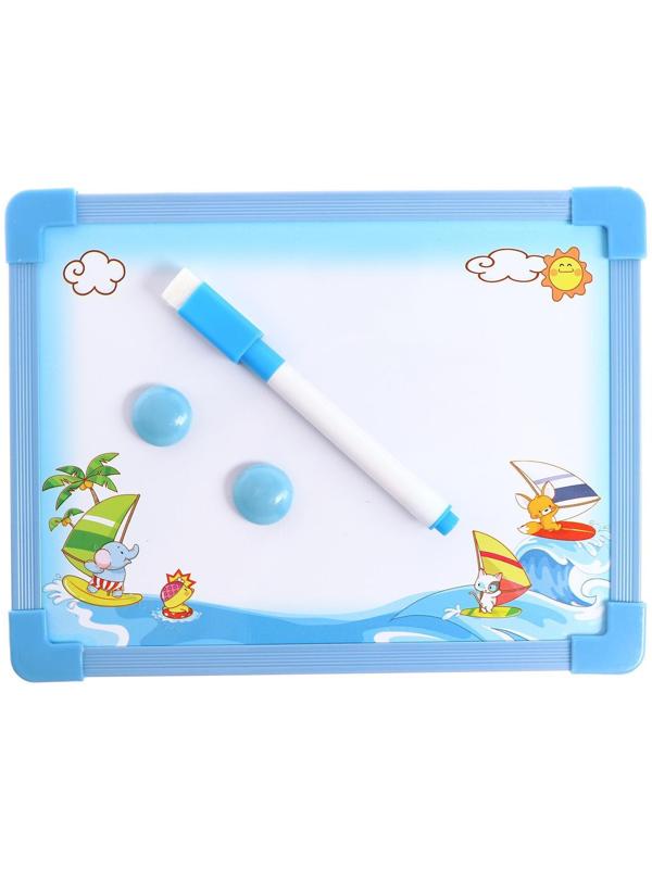 Доска для рисования магнитная с маркером-стиралкой и 2 магнитами, цвета МИКС