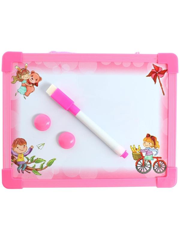 Доска для рисования магнитная с маркером-стиралкой и 2 магнитами, цвета МИКС