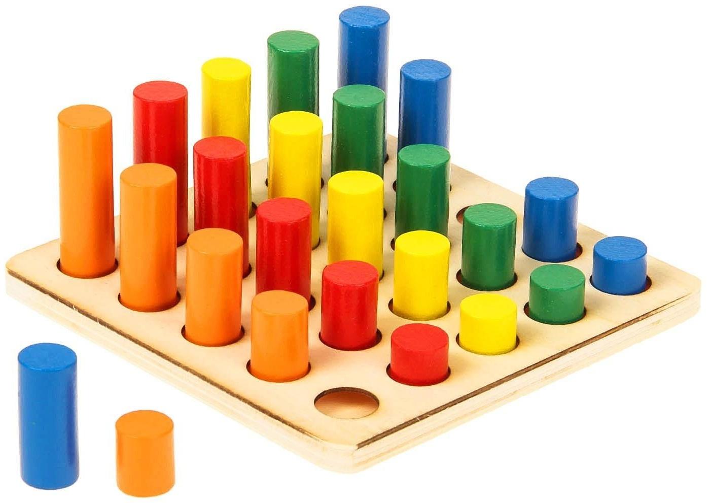 Головоломка «Столбики логические», 25 цветных фигур