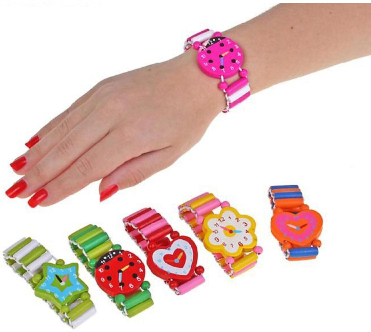 Часы детские, на резиночке с фигурным циферблатом, цвета МИКС