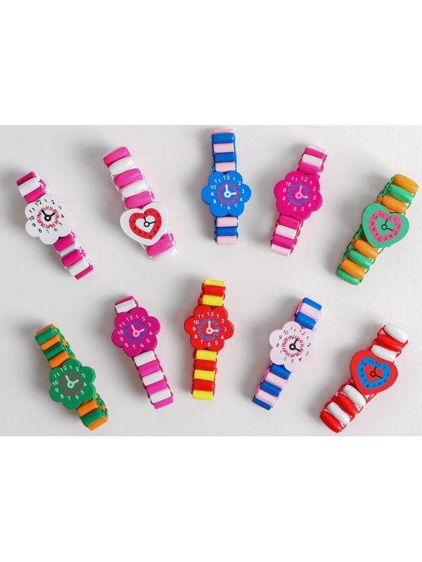 Часы детские, на резиночке с фигурным циферблатом, цвета МИКС
