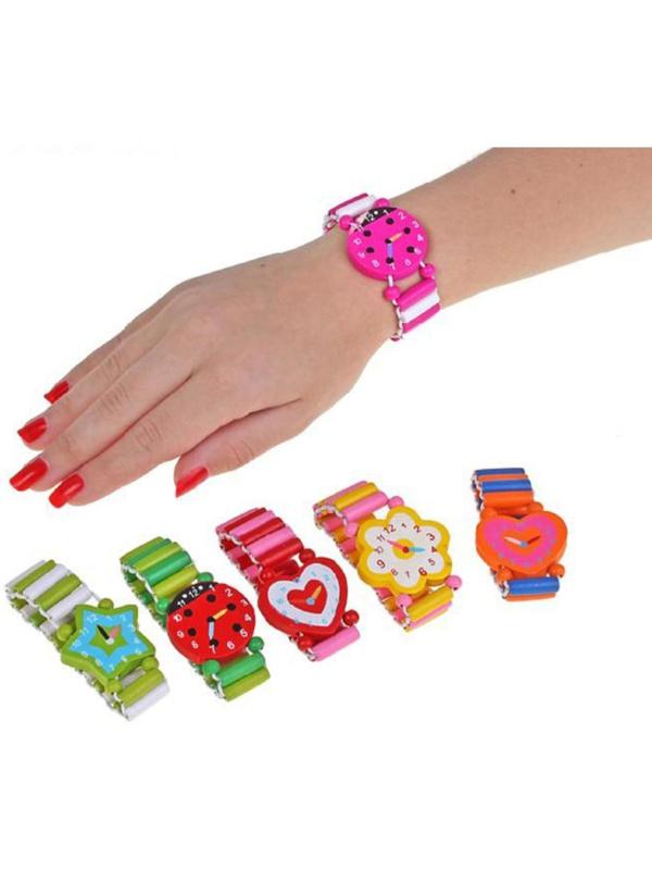 Часы детские, на резиночке с фигурным циферблатом, цвета МИКС