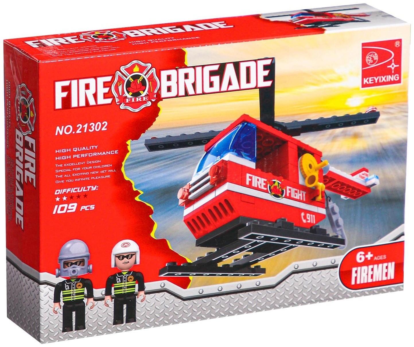 Конструктор Пожарная бригада «Вертолёт», 105 деталей