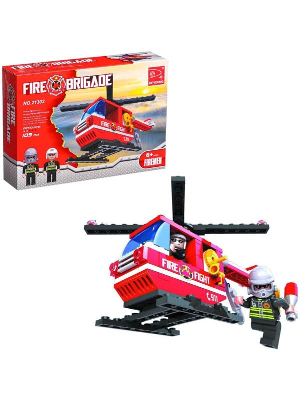Конструктор Пожарная бригада «Вертолёт», 105 деталей