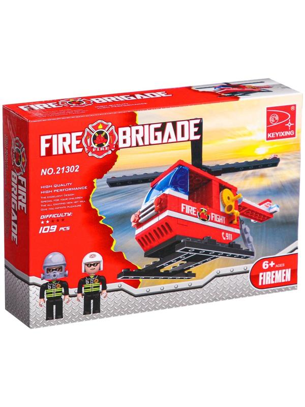 Конструктор Пожарная бригада «Вертолёт», 105 деталей