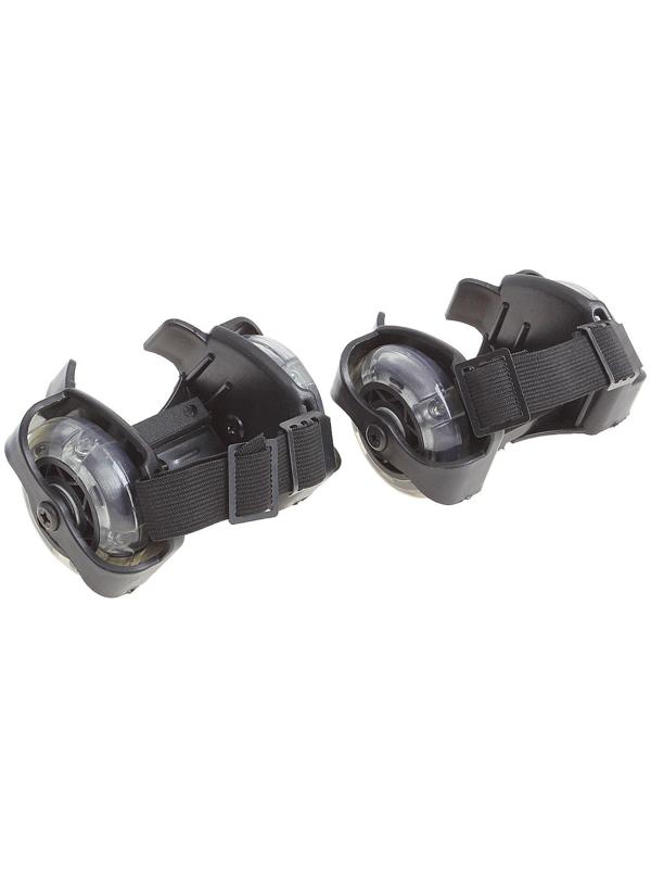 Ролики раздвижные для обуви, мини, светящиеся колеса, РVC, d=70 мм, до 70 кг, ширина 6-10 см, цвет чёрный