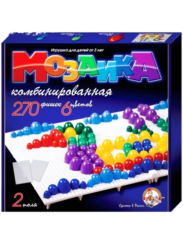 Мозаика круглая, 270 элементов по 10, 15, 20 мм, 6 цветов, 2 платы