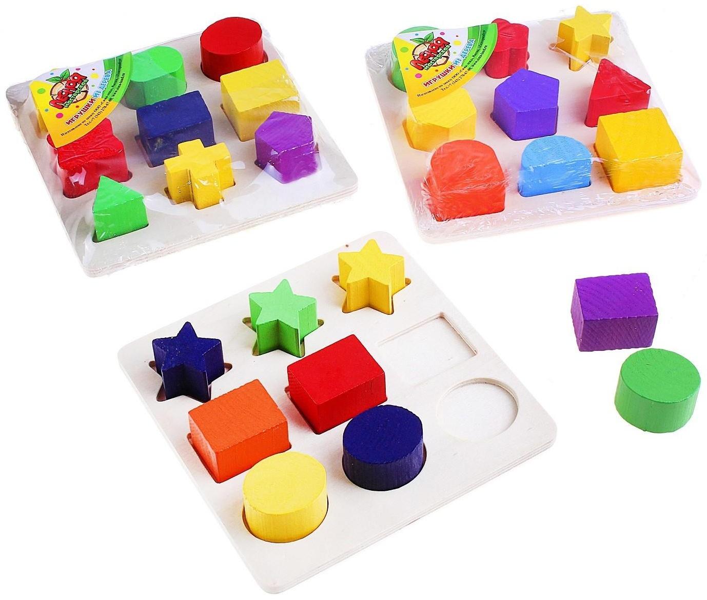 Головоломка «Изучаем цвета и фигуры», 9 объёмных фигур, МИКС