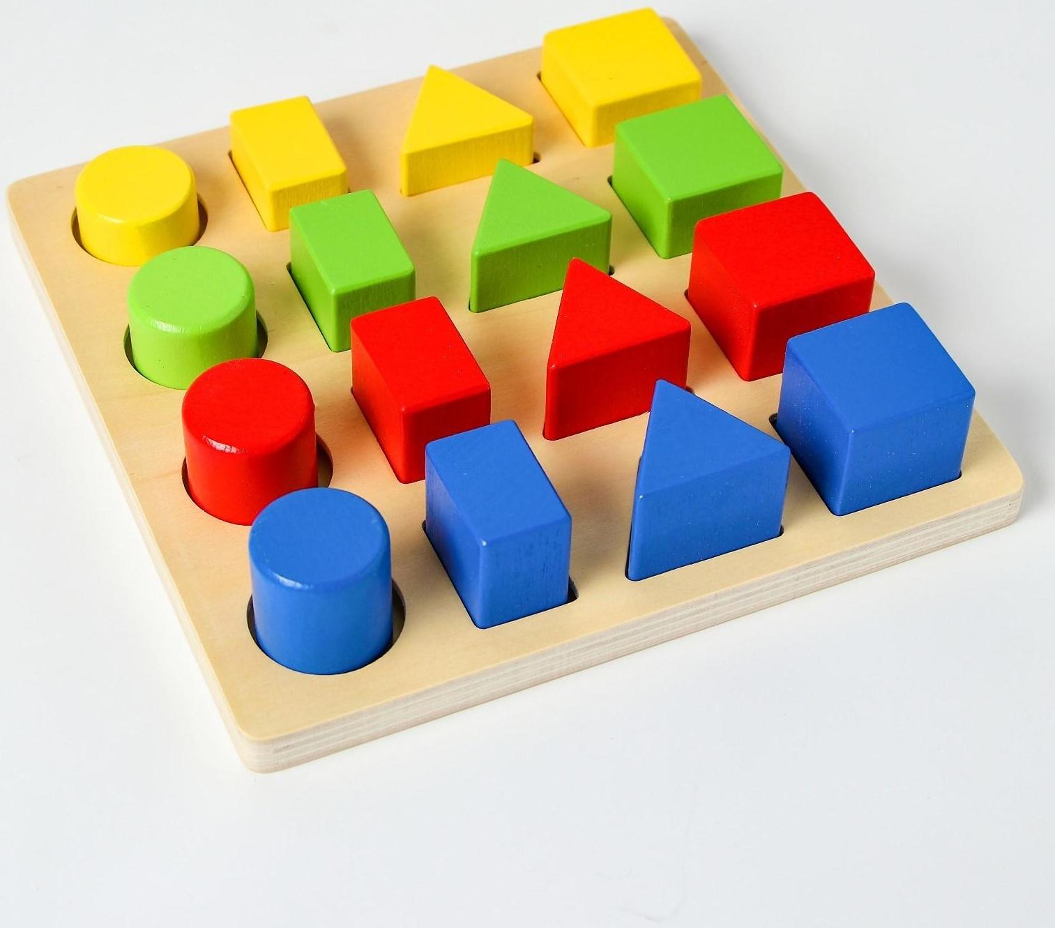 Головоломка «Изучаем цвета и фигуры», 16 объёмных фигур