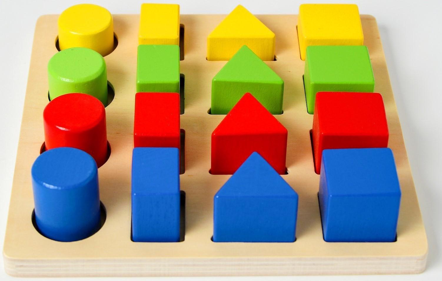 Головоломка «Изучаем цвета и фигуры», 16 объёмных фигур