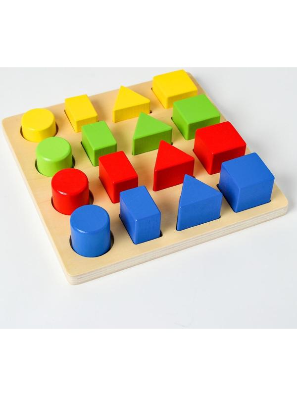 Головоломка «Изучаем цвета и фигуры», 16 объёмных фигур