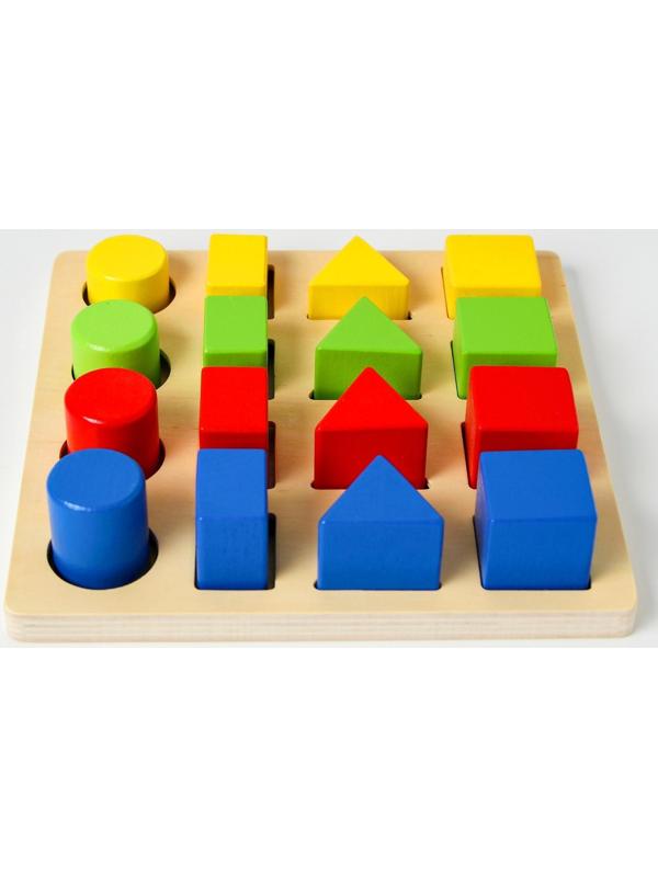 Головоломка «Изучаем цвета и фигуры», 16 объёмных фигур