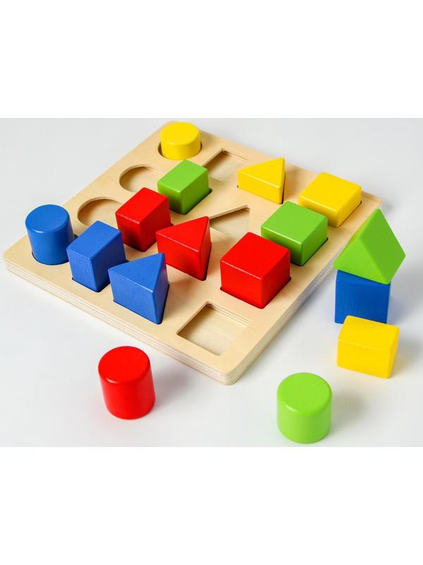 Головоломка «Изучаем цвета и фигуры», 16 объёмных фигур