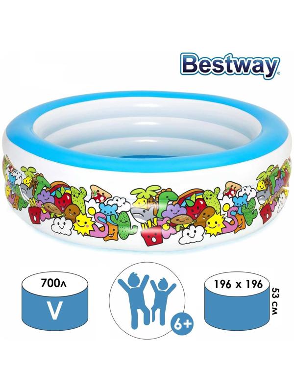 Бассейн надувной «Персонаж», 196 х 53 см, от 6 лет, 51122 Bestway