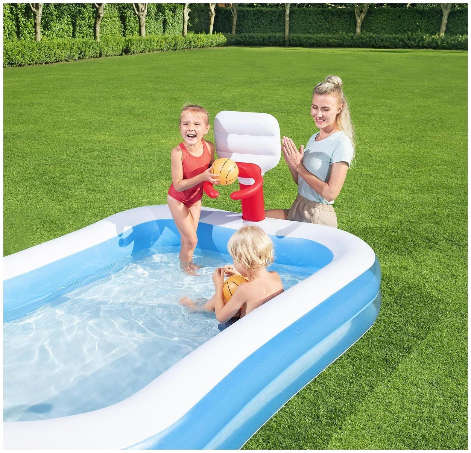 Бассейн надувной игровой «Баскетбол», 251 х 168 х 102 см, 2 мячика, от 3 лет, 54122 Bestway