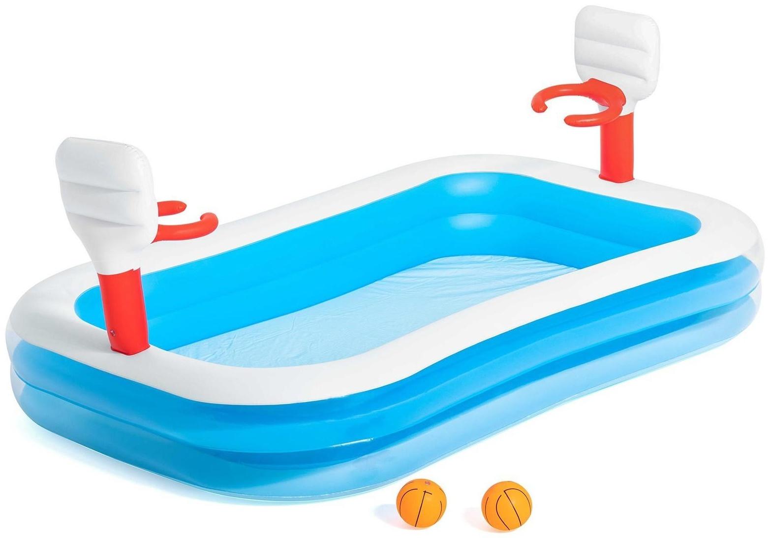 Бассейн надувной игровой «Баскетбол», 251 х 168 х 102 см, 2 мячика, от 3 лет, 54122 Bestway