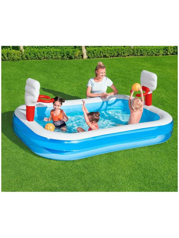 Бассейн надувной игровой «Баскетбол», 251 х 168 х 102 см, 2 мячика, от 3 лет, 54122 Bestway