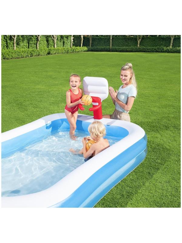 Бассейн надувной игровой «Баскетбол», 251 х 168 х 102 см, 2 мячика, от 3 лет, 54122 Bestway