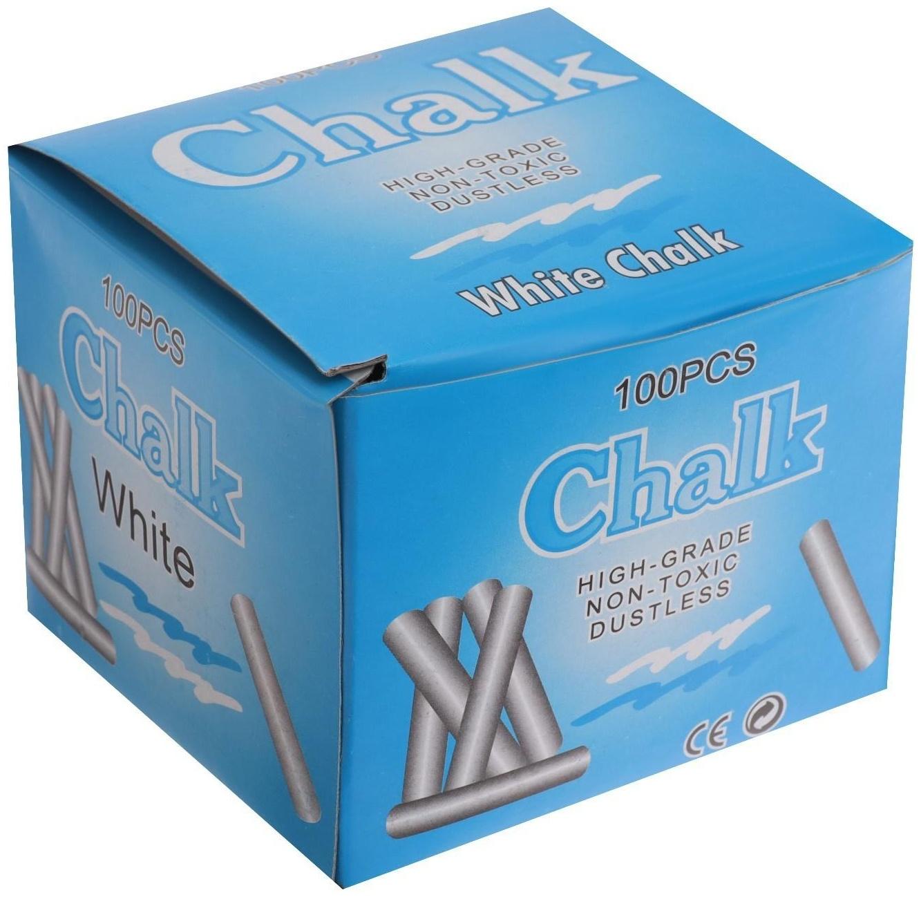 Мел школьный, белый, набор 100 штук, круглый, беспыльный, в картонной коробке
