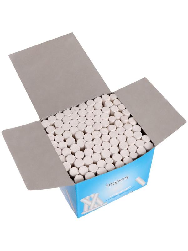 Мел школьный, белый, набор 100 штук, круглый, беспыльный, в картонной коробке