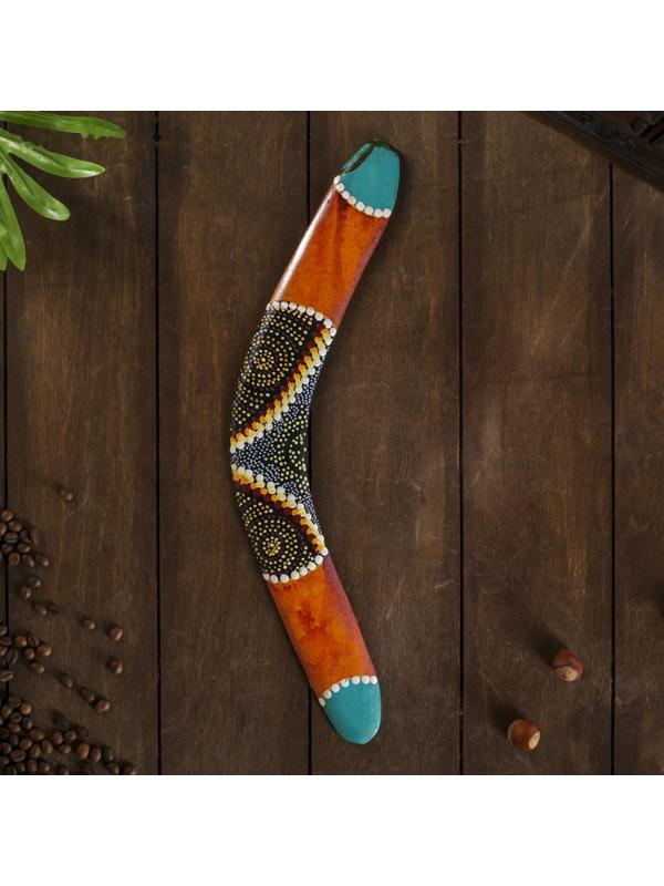 Сувенир Бумеранг черный с узором 41х13х1 см МИКС