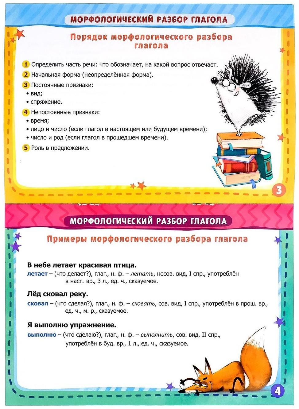 Книжка-шпаргалка по русскому языку «Морфологический разбор», 8 стр., 1-4 класс