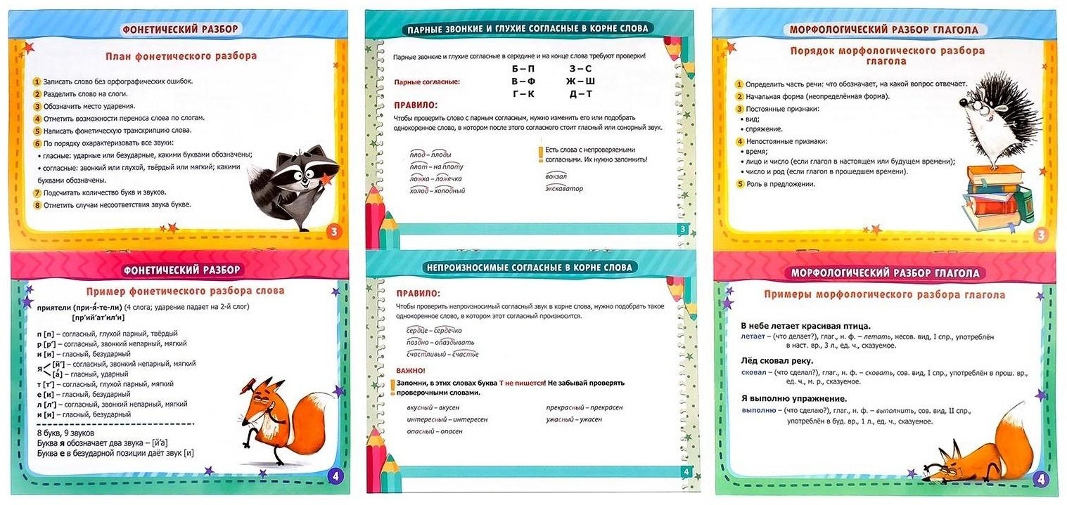Книги-шпаргалки набор для начальной школы, 6 книг по 8 стр.