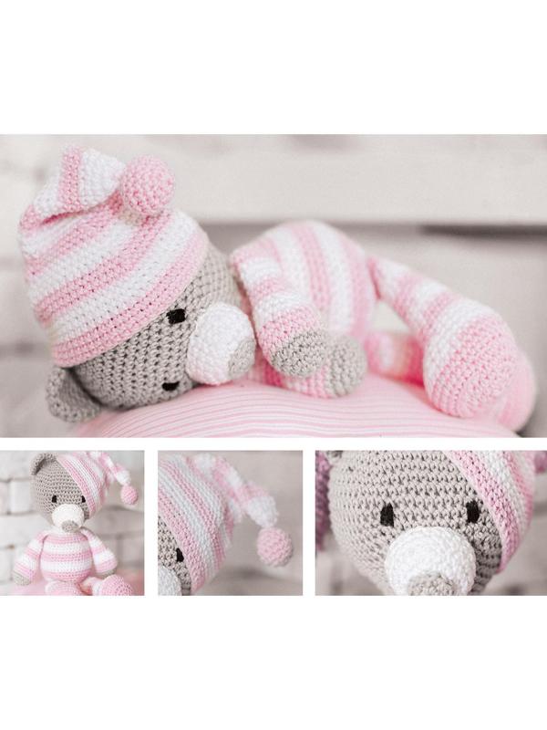 Амигуруми: Мягкая игрушка «Сонный мишка Уолт», набор для вязания, 10 × 4 × 14 см