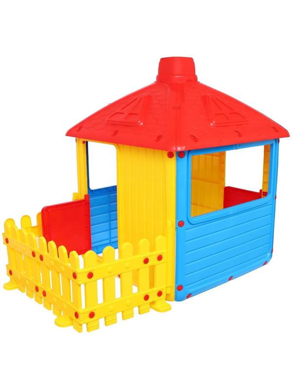 Игровой домик для улицы «Городской дом» с ограждением