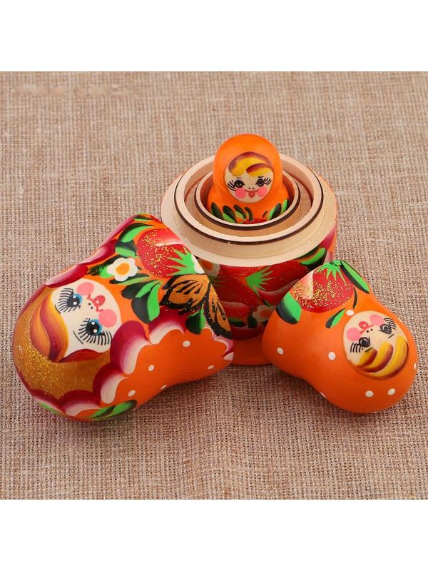 Матрёшка «Земляничка», оранжевое платье, 3 кукольная, 10-12 см