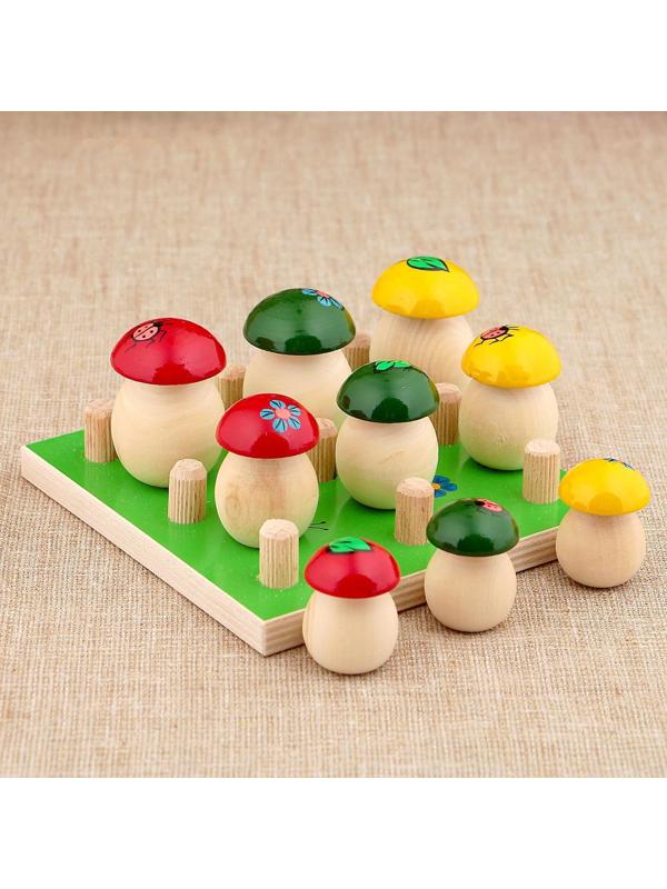 Набор для развития логики «Грибочки», 9 шт по 3-5 см, доска 12х12 см