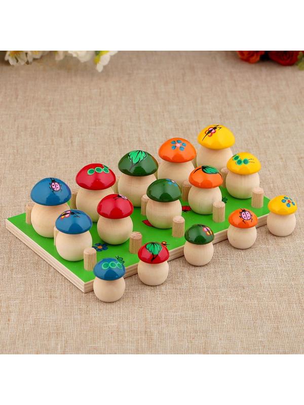 Набор для развития логики «Грибочки», 15 шт по 2-4,5 см, доска 12х24 см