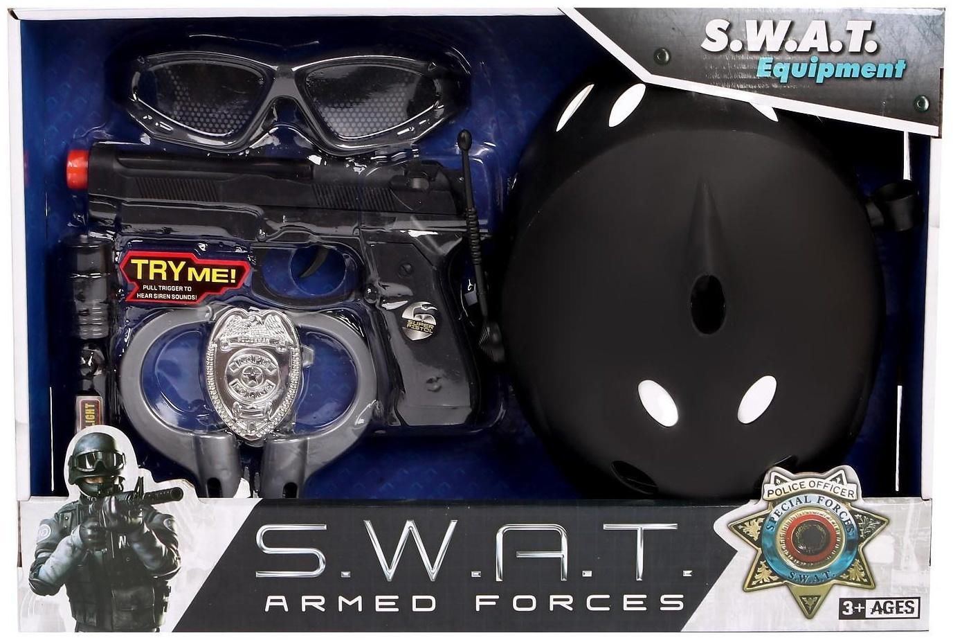 Набор шпиона «Суперагент», 6 предметов: каска, очки, пистолет, наручники, фонарик, значок