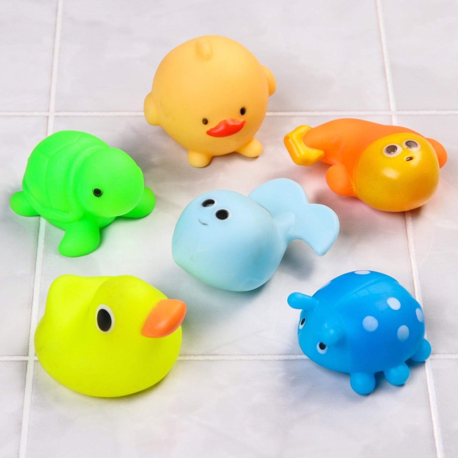 Набор резиновых игрушек для игры в ванной «Весёлые друзья», 6 шт.