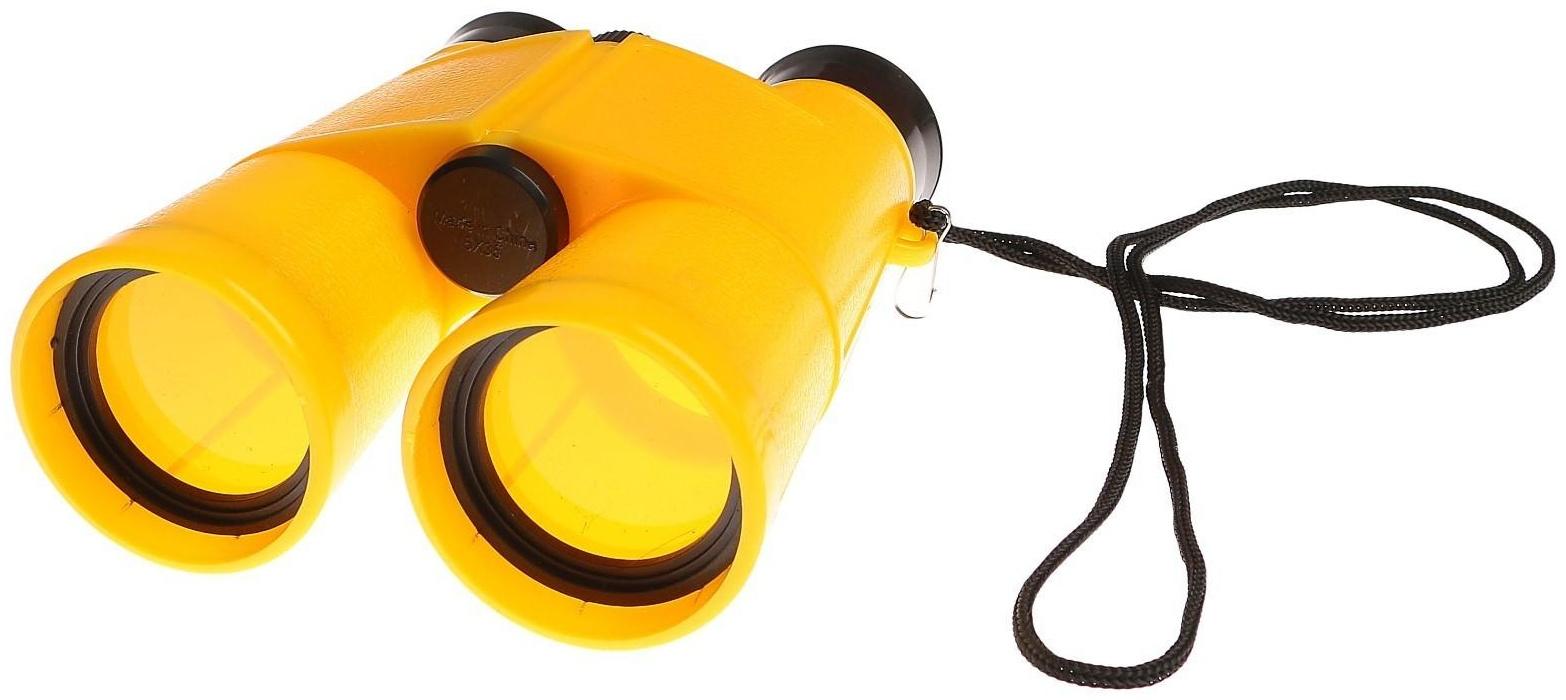 Бинокль 6х, детский, пластик, шнурок на шею, микс, 11х13 см