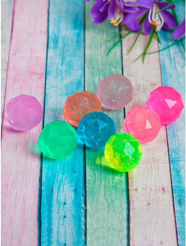 Мячики попрыгунчики каучуковые «Кристалл», 2,5 см. / 5 шт. цвет микс