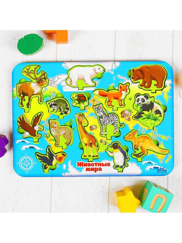 Дидактические игры и материалы. Рамка-вкладыш развивающая 3Д «Животные мира»