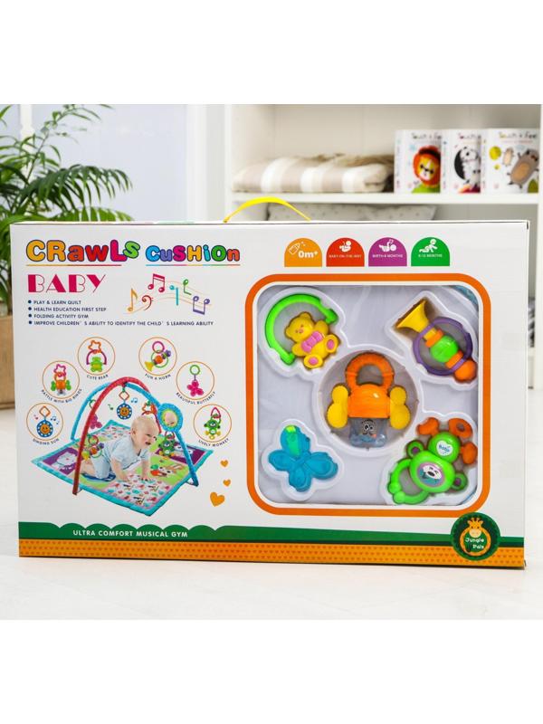 Развивающий коврик «Зоопарк», с дугами и погремушками