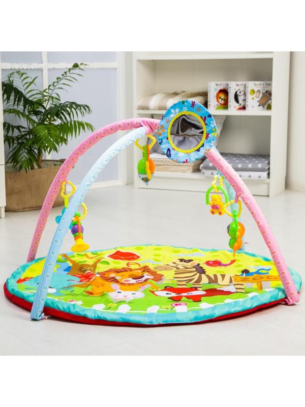 Развивающий коврик «Зоопарк», с дугами и погремушками