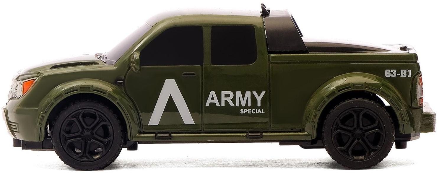 Машина радиоуправляемая «Армейский пикап», работает от батареек, цвет зелёный